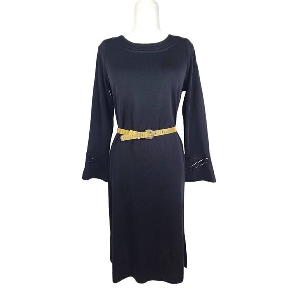 Exclusively Misook Black Knit Scoop Neck Long Sleeve Dress - Picture 1 of 9